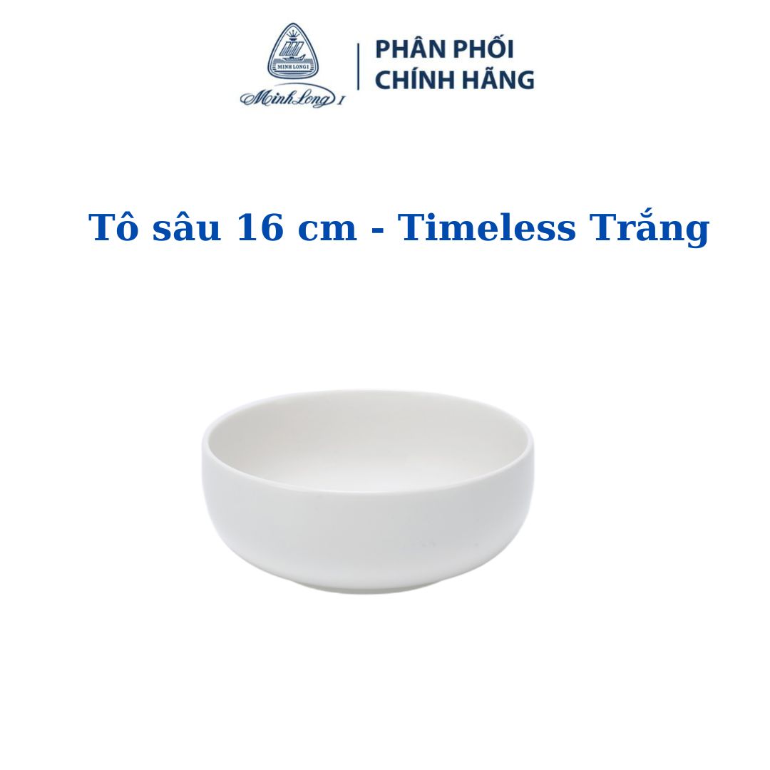 Tô sâu 16 cm timeless trắng - gốm sứ cao cấp minh long i