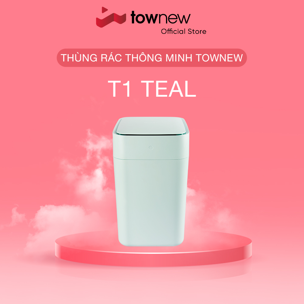 Thùng Rác Thông Minh Townew T1 Teal -Tự động đóng mở nắp - Tự động hàn túi, thay túi rác - Bản Quốc Tế - Tặng kèm 1 khay rác