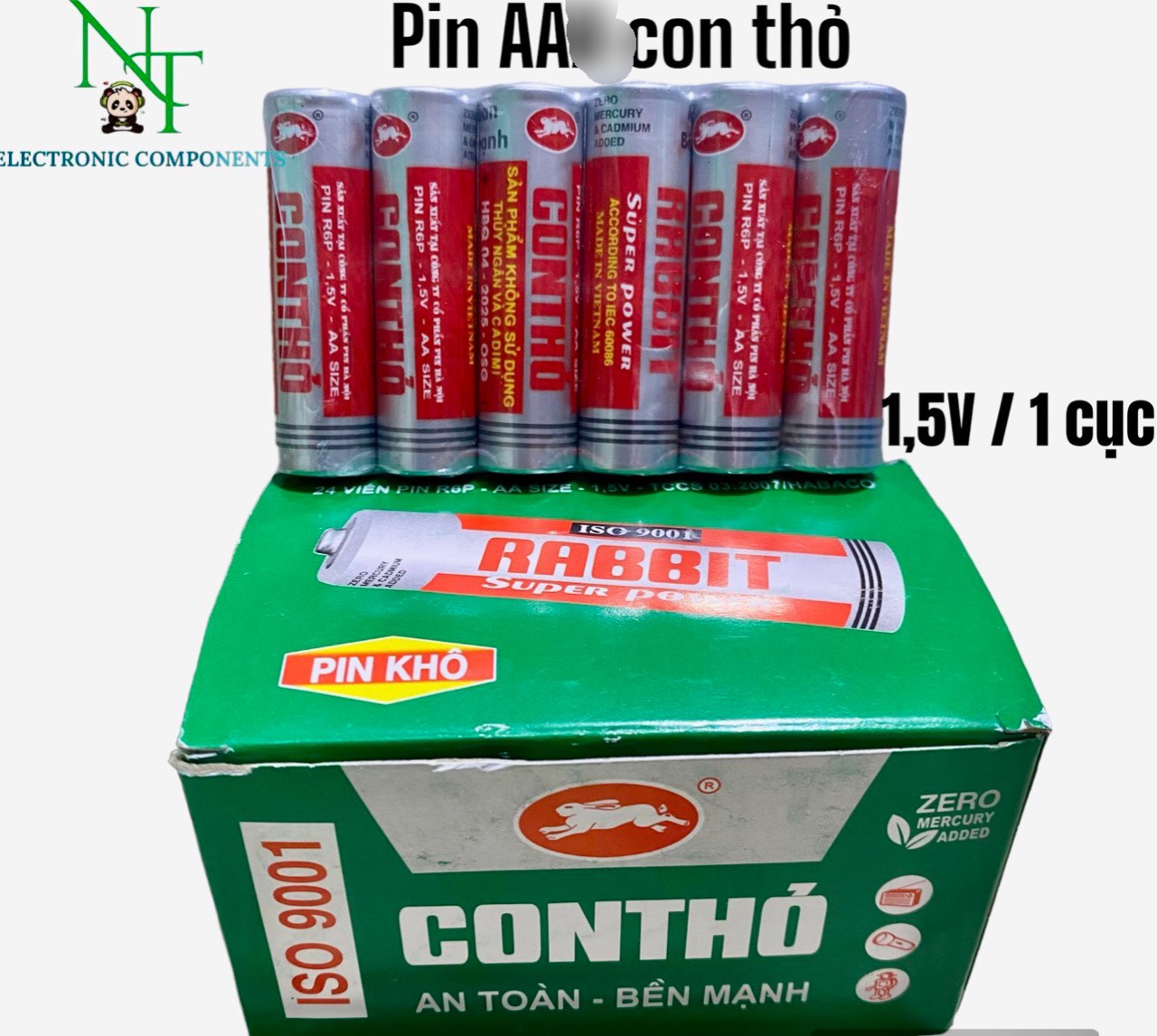 Pin AA con thỏ chính hãng . Pin tiểu con thỏ . Pin đũa con thỏ AA