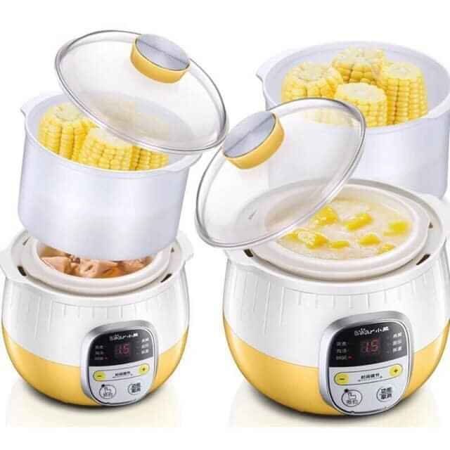 Nồi nấu cháo mini ninh hầm cách thủy Bear 0,8L