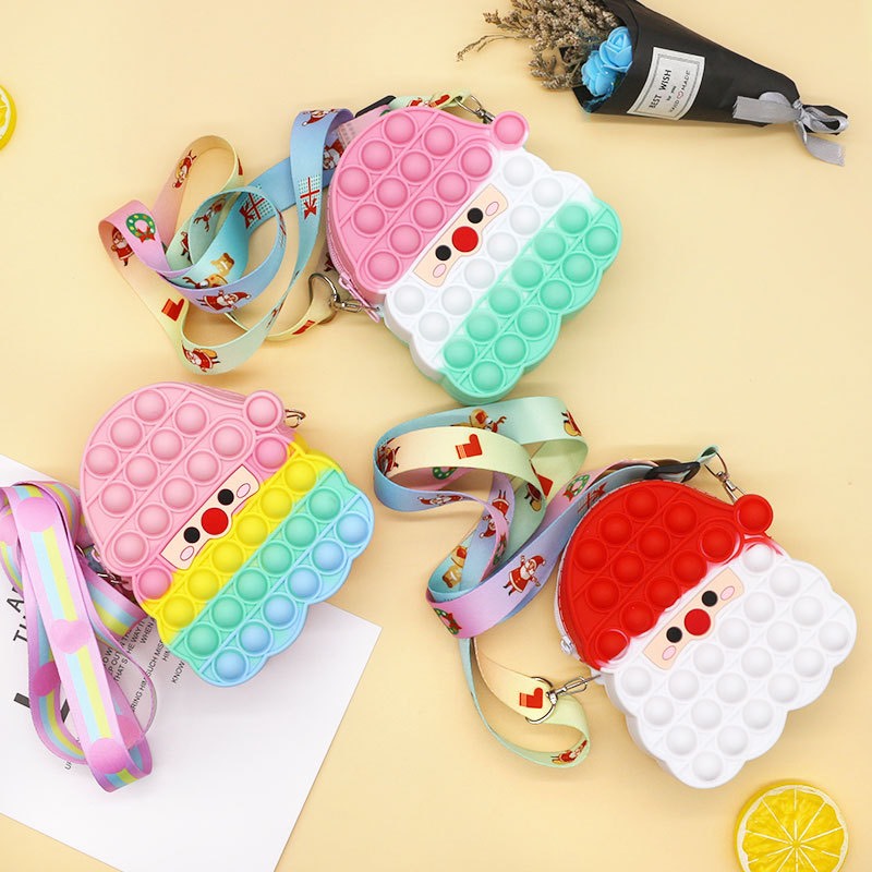 Túi đeo pop it cây thông noel, túi đeo pop it ông già noel, túi đeo pop it người tuyêt có dây đeo - N01 - Amanda Store