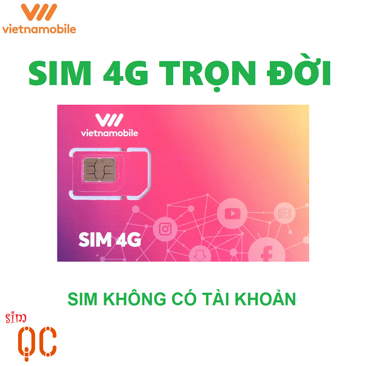 FREESHIP - CHƯA KÍCH HOẠT. [HCM]Sim 4G trọn đời 180GB vietnamobile không có tài khoản