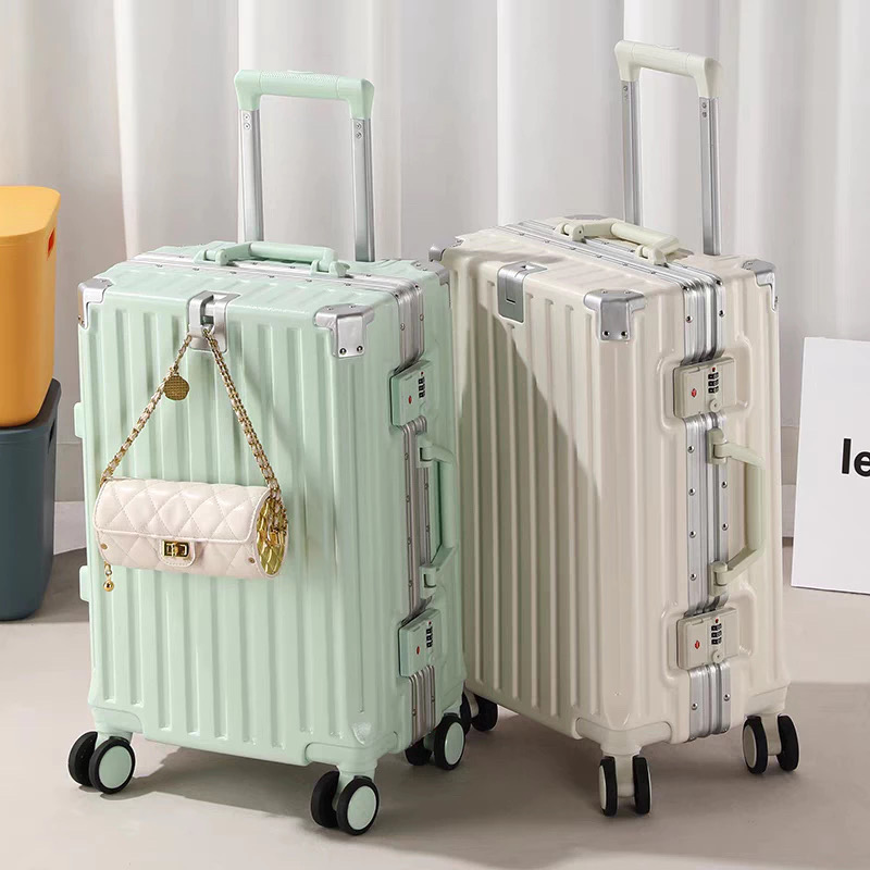 Vali KHUNG NHÔM KHOÁ SẬP size 20/24 inch có KHAY CỐC tiện lợi, Có cổng USB, 4 góc bọc kim loại chống va đập