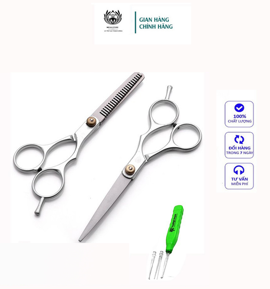 Kéo Cắt Tóc Và Kéo Tỉa cao cấp-Combo kéo cắt tỉa tóc tiện lợi Tặng kèm lấy ráy tai có đèn