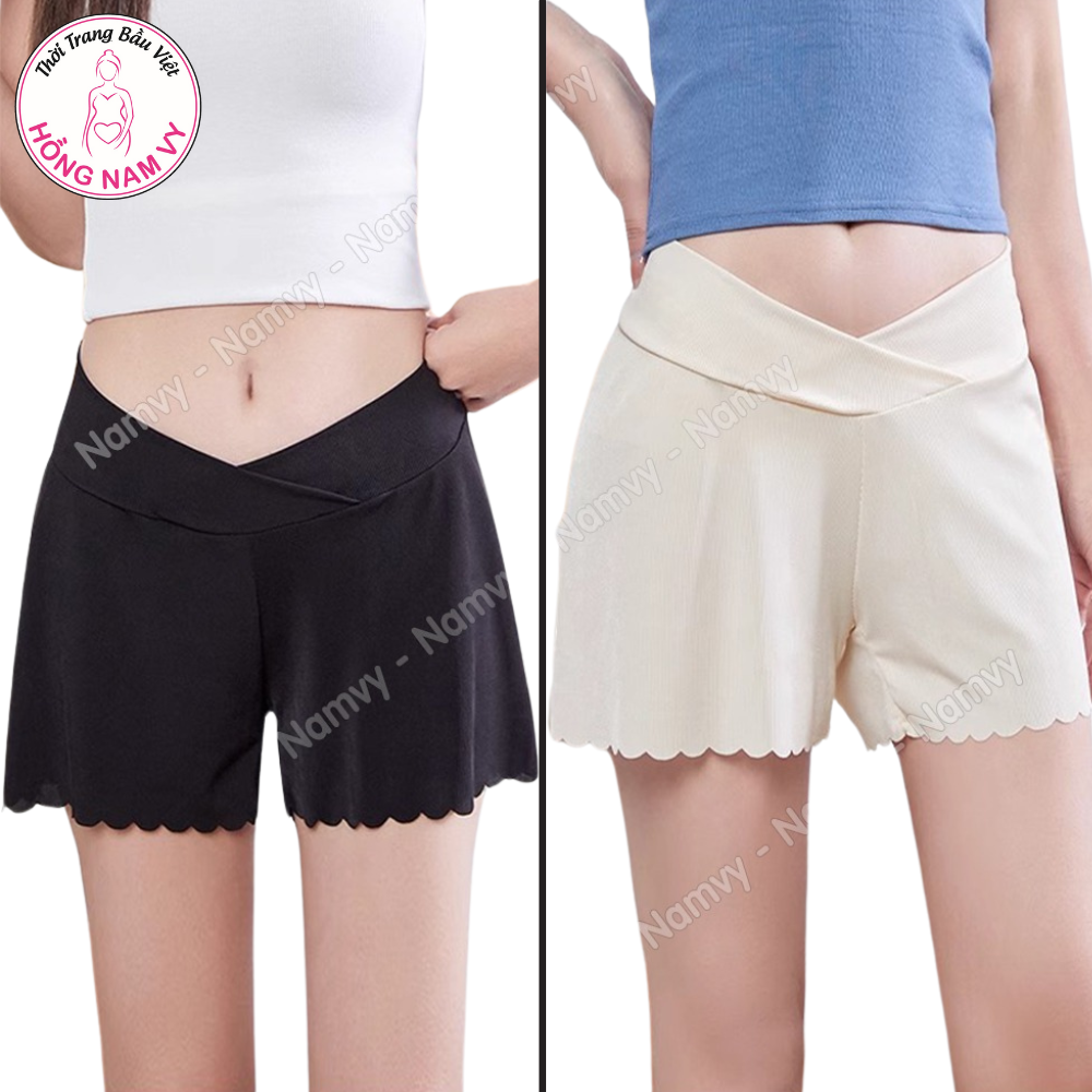 Quần đùi bầu mặc nhà, mặc trong váy cạp chéo tăm lạnh mịn mát