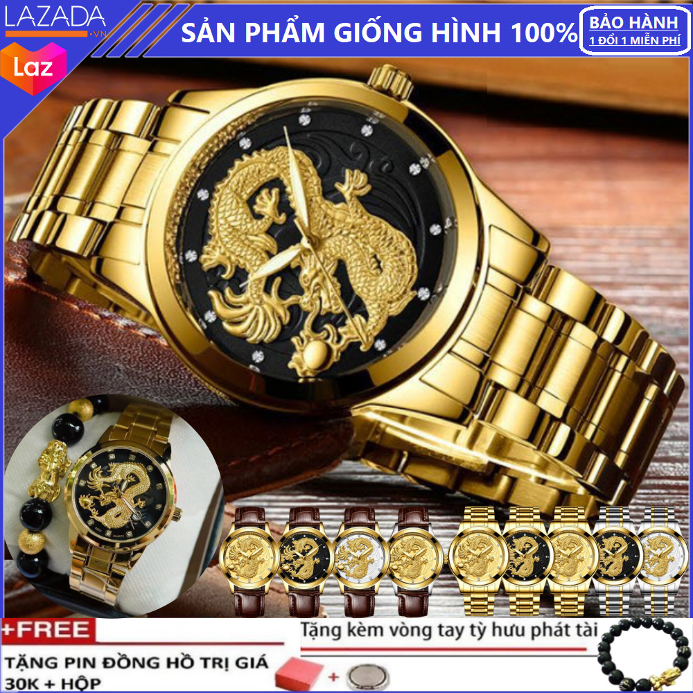 Đồng hồ nam FNGEEN Mặt Rồng 3D - Dây Thép Đúc Đặc Không Gỉ, Chống Nước Chuẩn 3ATM, Mặt Kính Sang Trọng Nam Tính , đồng hồ nam chống nước , đồng hồ nam , dong ho nam cao cấp