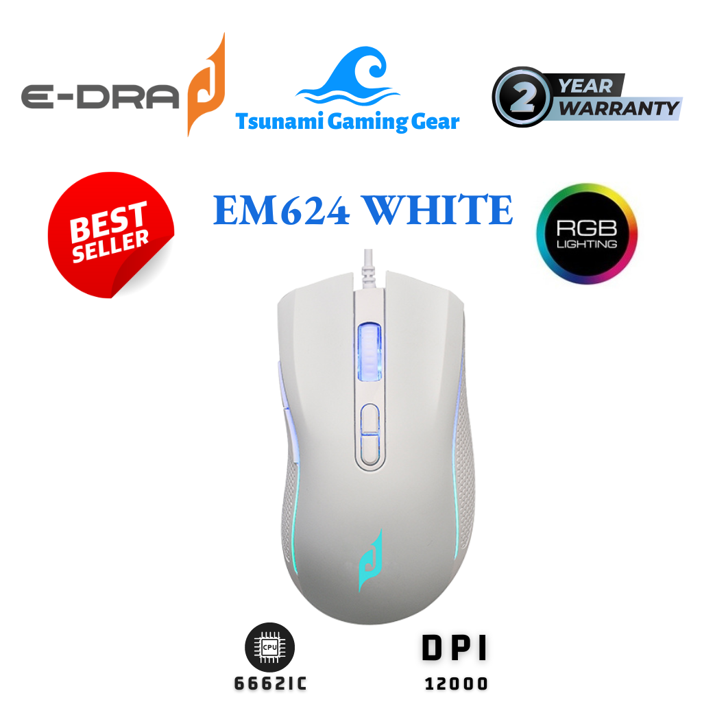 Chuột gaming E-Dra EM624 RGB/ 6662IC (PMW3327)/ DPI 12000 - Bảo hành 2 năm