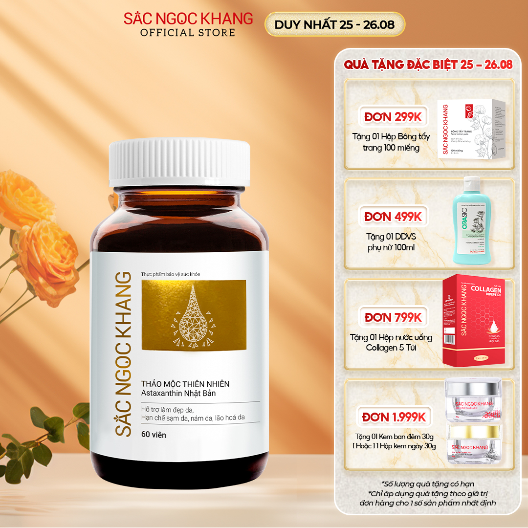 Viên uống đẹp da mờ nám tàn nhang, cân bằng nội tiết, điều kinh Sắc Ngọc Khang Vi Tảo Lục [Hộp 60 Viên]