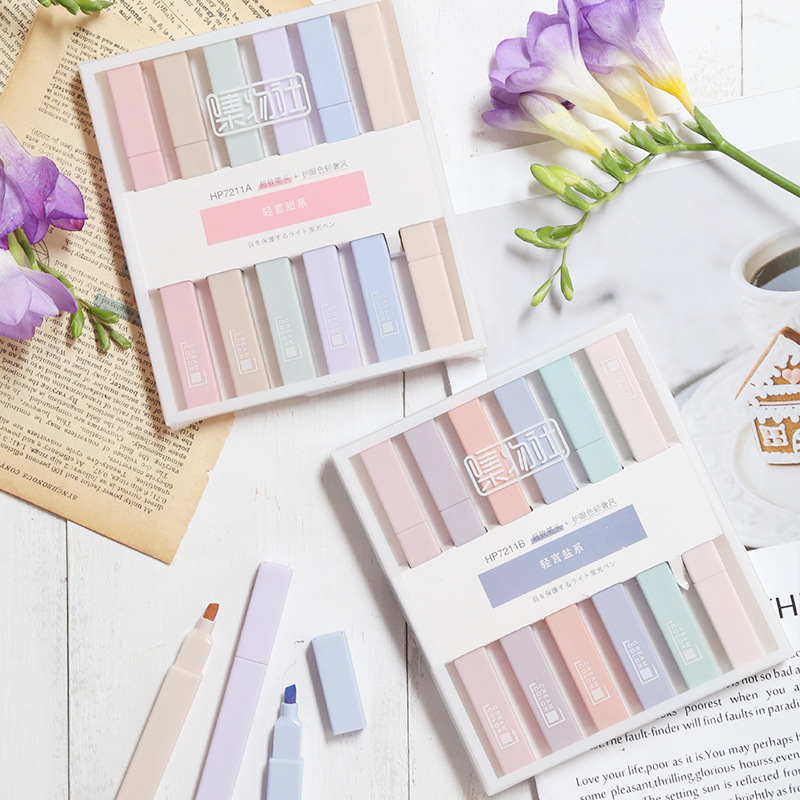 Bộ 6 bút đánh dấu Highlight Pastel vuông trang trí sổ siêu xinh Gooo