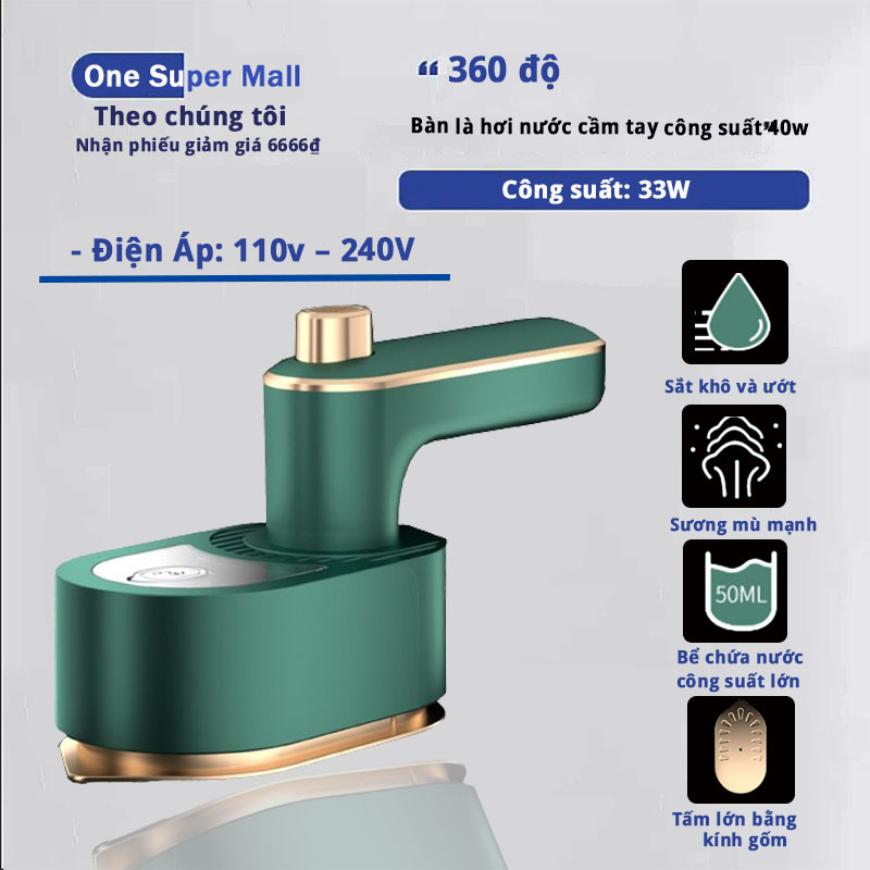 Bàn là hơi nước cầm tay công suất 40w, Bàn ủi khô tay cầm xoay 360 độ, Bàn là điện gia đình, bàn là du lịch