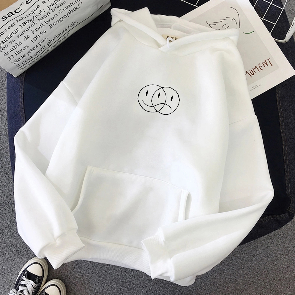 Áo hoodie, set áo hoodie in hình khuôn mặt 2 cảm xúc vui buồn