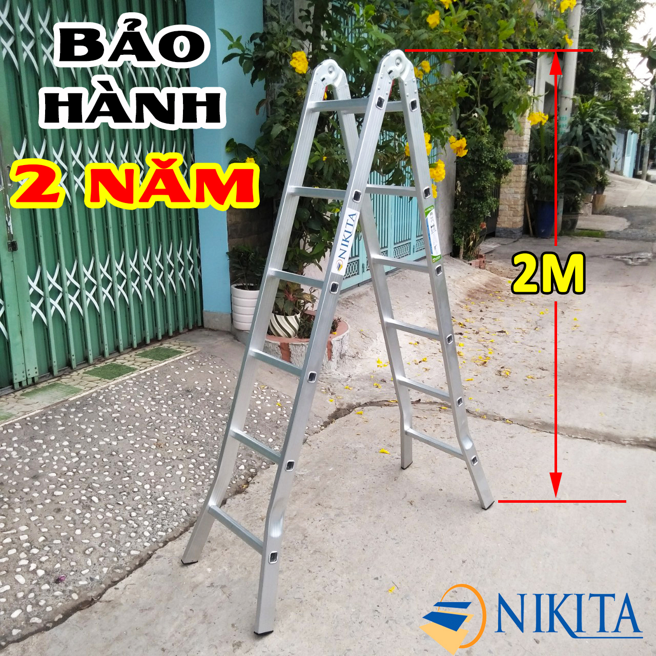Thang nhôm gấp chữ A 2m, chữ I 4m Nikita Nhật Bản NIK-20( Bảo hành 2 năm)