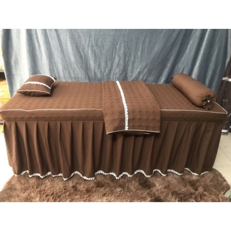 Ga spa cotton trần bông phối ren hoặc nơ + vỏ gối