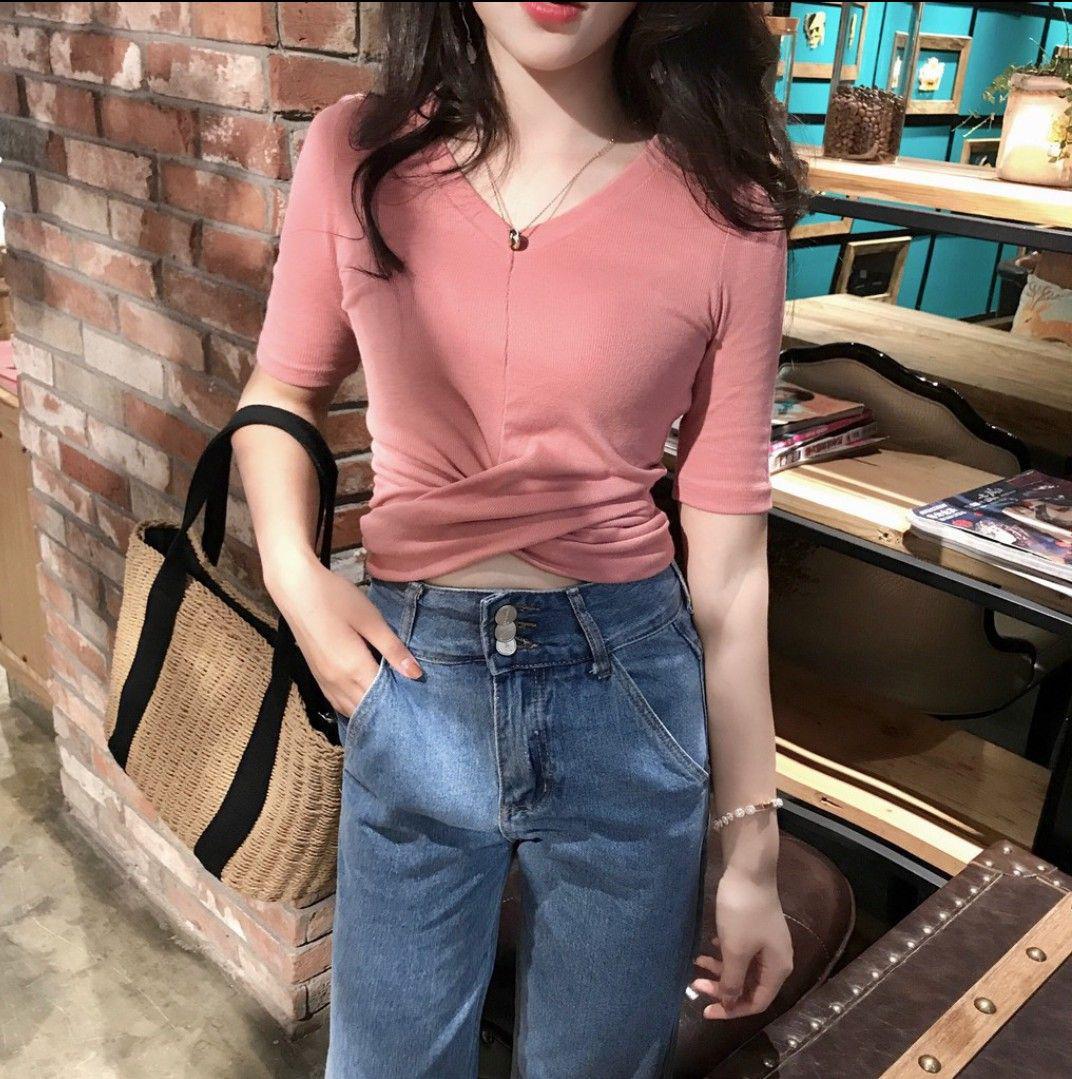 Áo xoắn eo tay ngắn, chất lụa đẹp mê 11435-1 ( MÀU HỒNG )