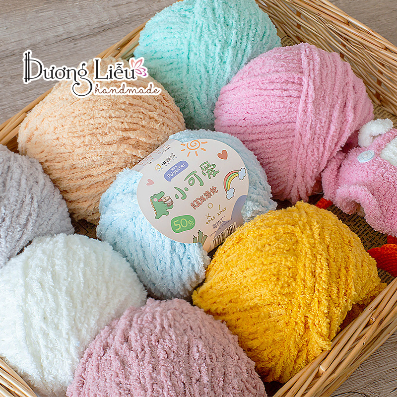 Len bông xù Xiaoke sợi nhỏ 3mm cuộn 50g