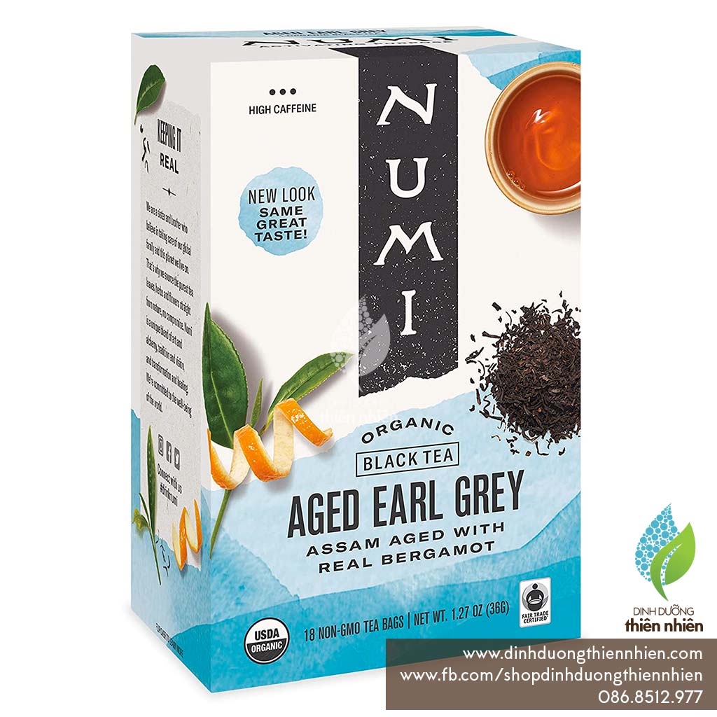 [HCM]Trà Bá Tước Hữu Cơ Numi Organic Tea Aged Earl Grey Hộp Nguyên 18 Gói