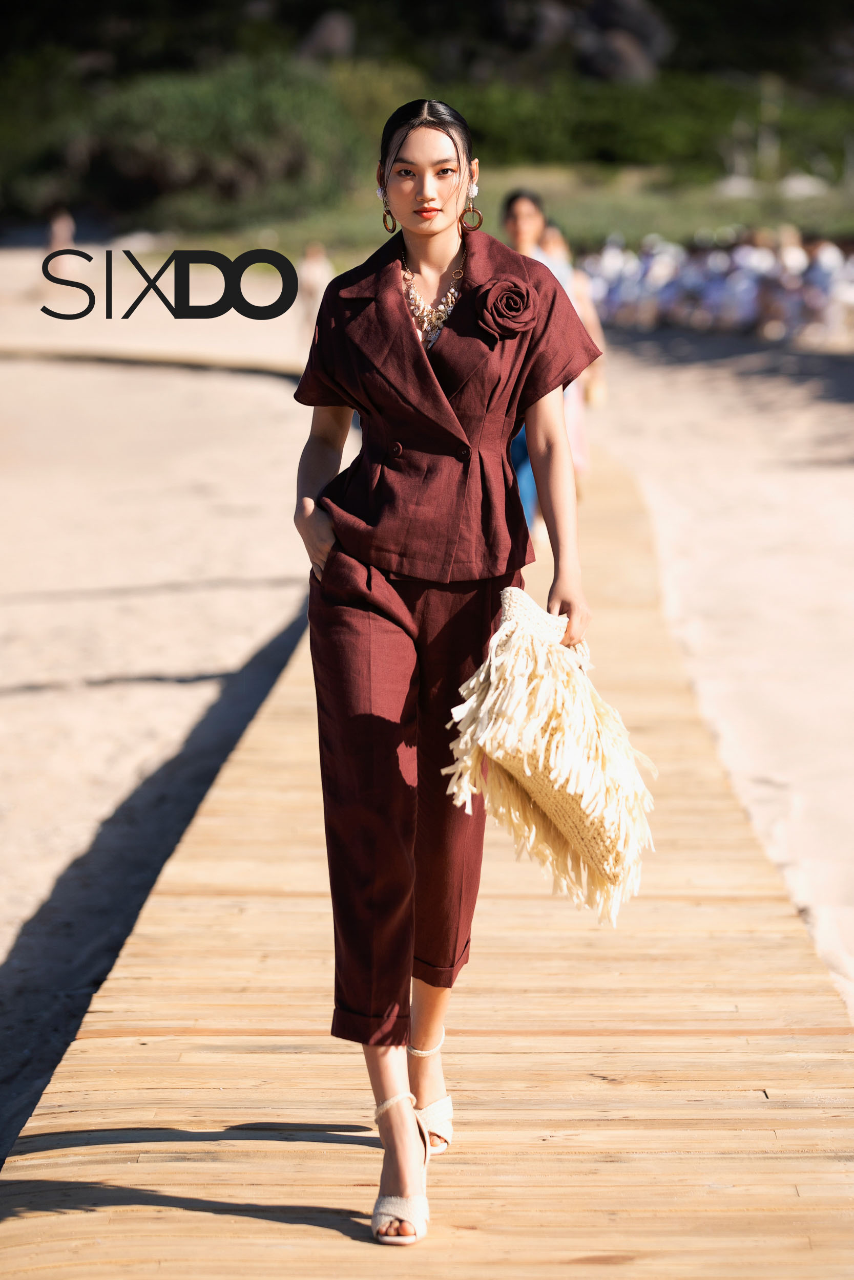 Quần âu nữ linen nâu chocolate SIXDO