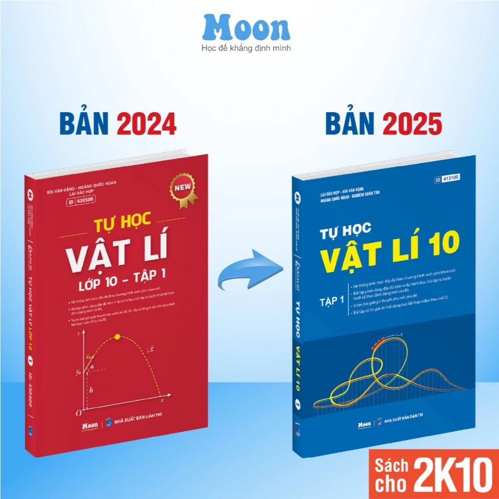 Combo 02 Sách ID Moonbook Tự Học Vật lý Lớp 10 Chương Trình SGK Mới, Dành Cho 2k7