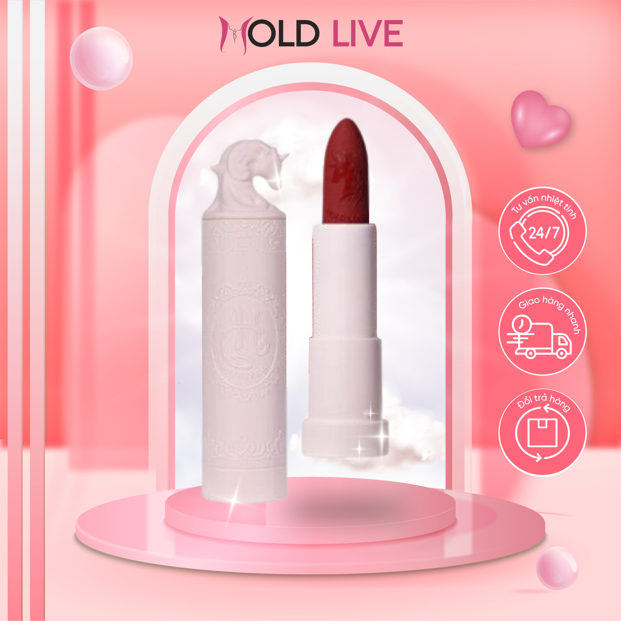Son thỏi lì hold live mịn môi siêu nhẹ hl430 lì lâu trôi lên màu cực chuẩn che mờ các vết nứt môi