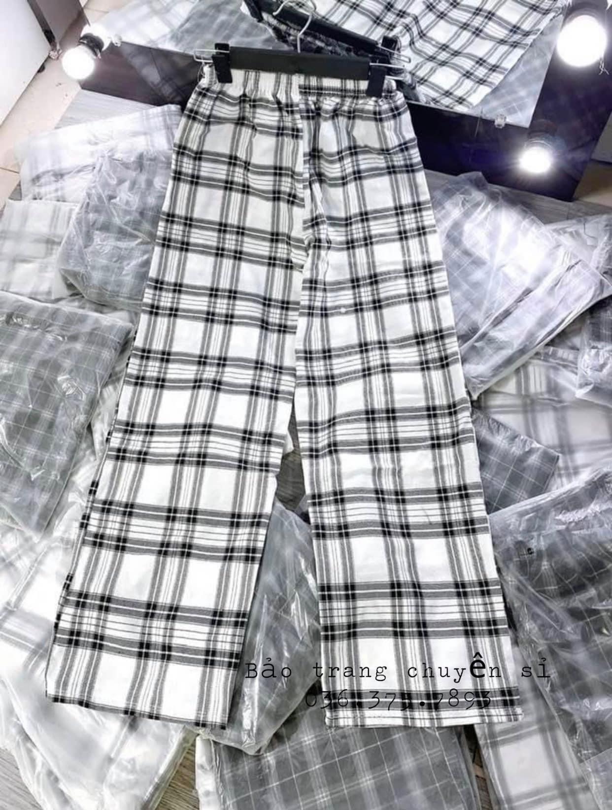 Quần Ống Rộng Kẻ Caro Dáng Dài Ulzzang Unisex Cạp Chun- Quần Culot Kẻ Nhiều Màu
