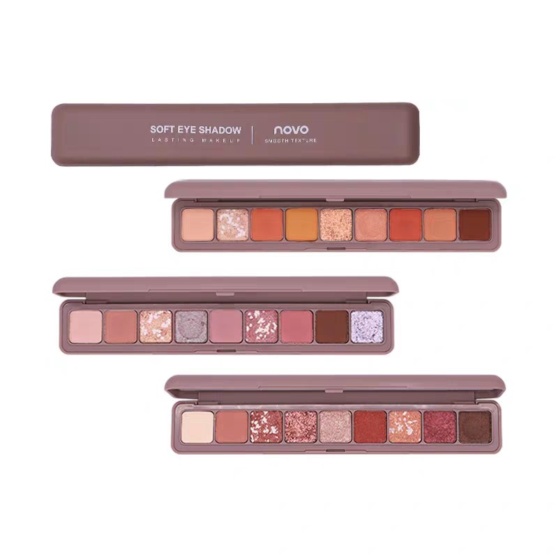 Bảng phấn mắt 9 ô dài Novo - Đơn giản - Dễ sử dụng Bảng mắt Novo Smooth Texture Soft Eye Shadow hộp dài 9 ô màu. - Chất phấn mềm mịn, dễ bám, bền màu. - Chống trôi, chống thấm.