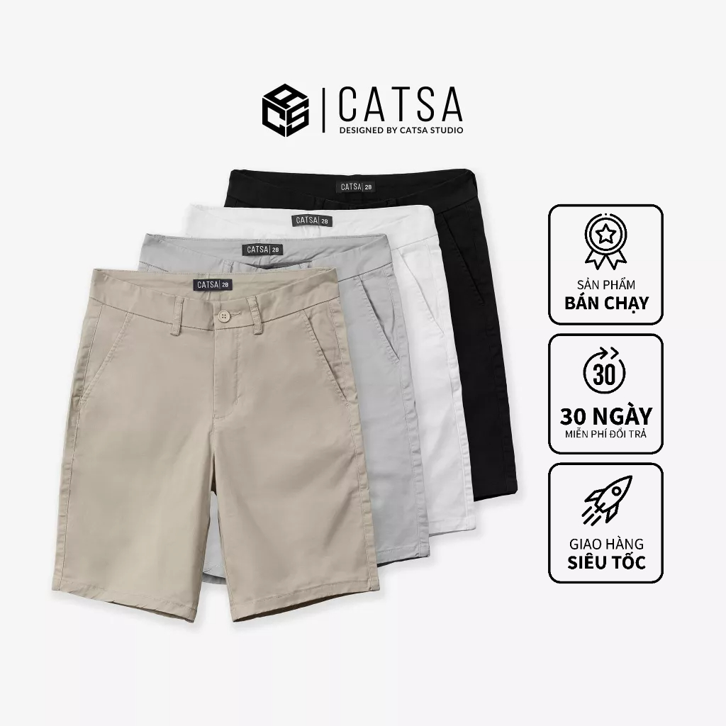 Quần lửng nam CATSA vải Kaki mềm mại, thoải mái, thoáng mát