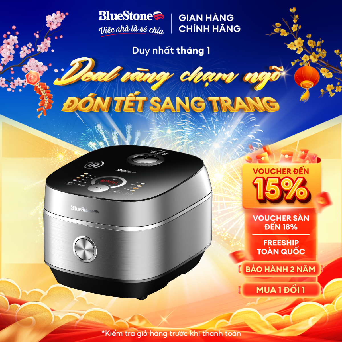 NỒI CƠM ĐIỆN CAO TẦN BLUESTONE RCB-5995 1200W Hàng chính hãng - bảo hành 2 năm