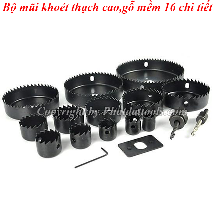 Bộ mũi khoét thạch cao-gỗ mềm 16 chi tiết