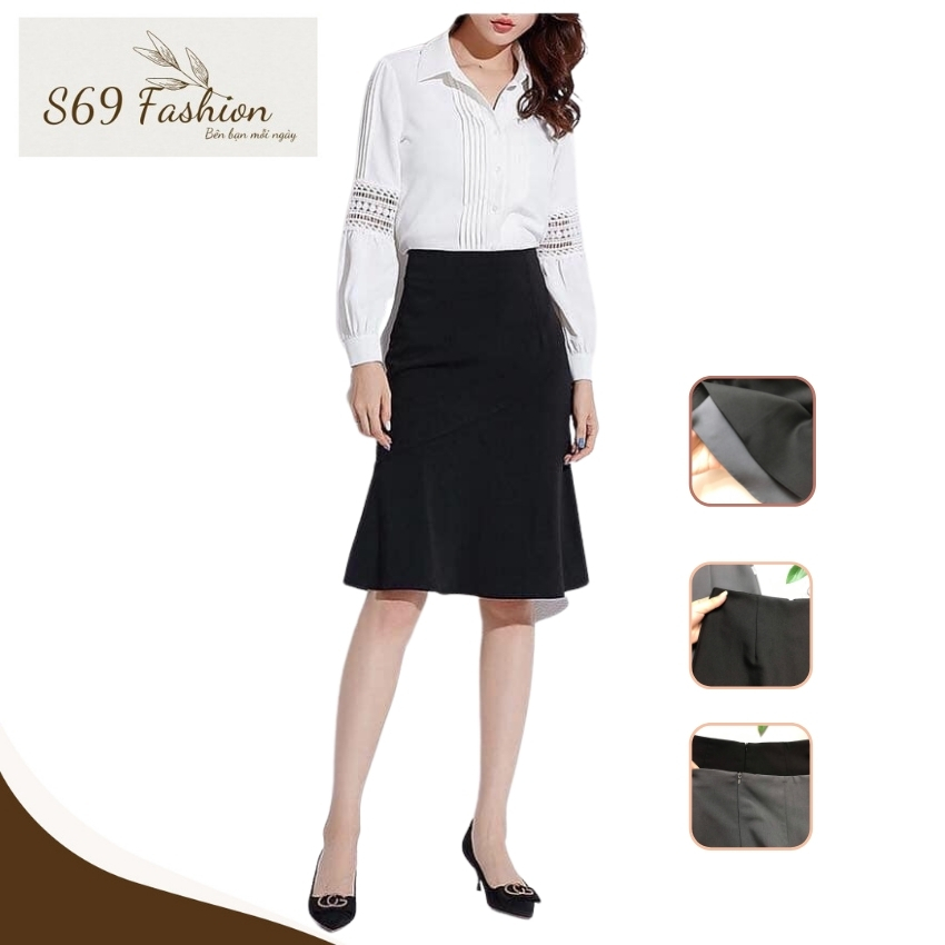 Chân váy đuôi cá S69 Fashion cạp cao có lớp lót dáng công sở thanh lịch