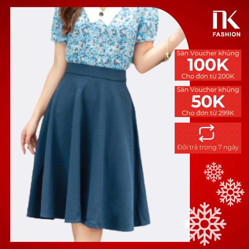 Chân váy thiết kế công sở nk fashion nkcv2104015 dáng xoè cạp cao, màu sắc nhã nhặn, chất liệu nhập hàn cao cấp