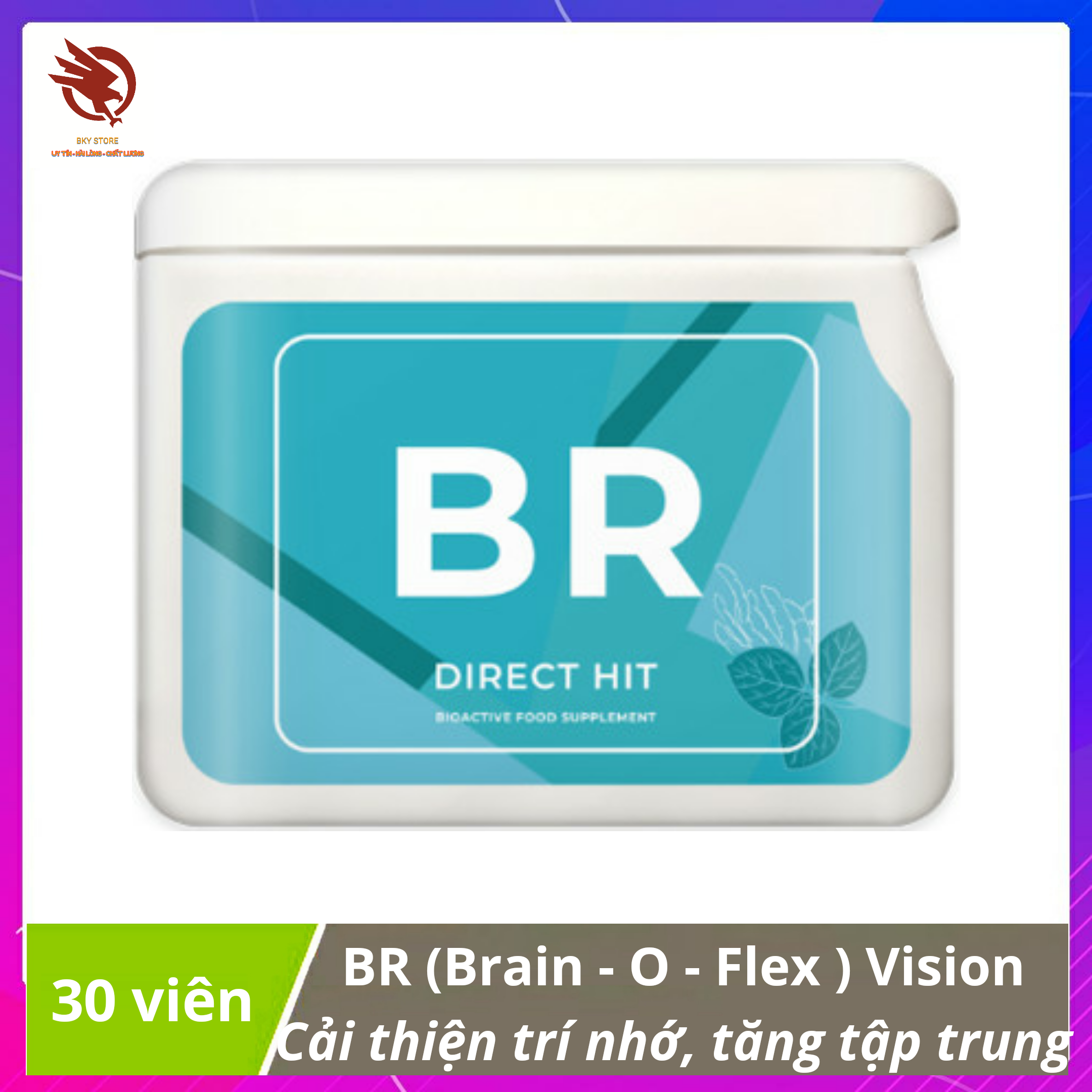 [HCM]Thực Phẩm Project V - BR ( Brain o Flex) của Vision Cải thiện trí nhớ và tăng tập trung của não - Hộp 30 viên