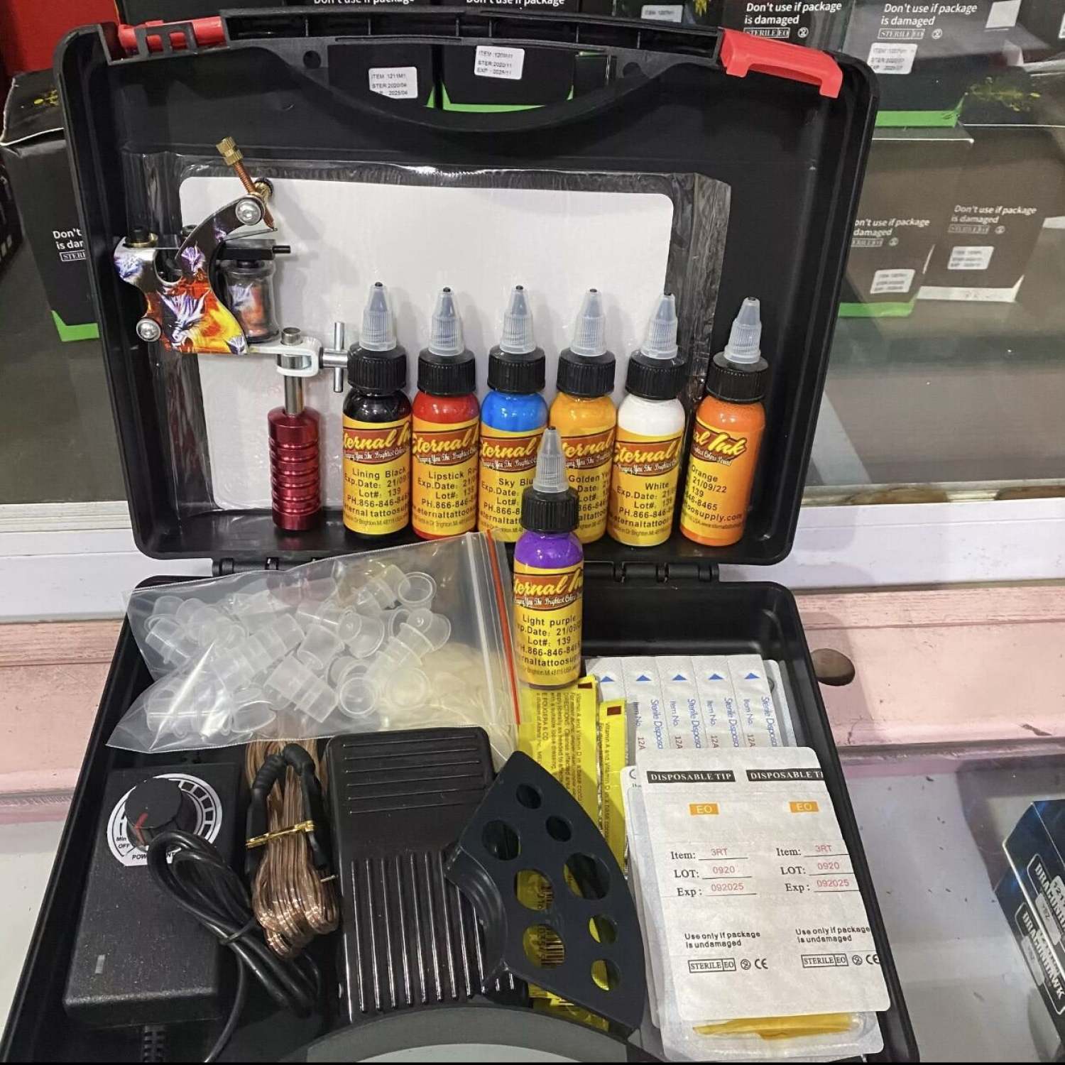 Bộ 1 máy kèm 7 mực tập xăm