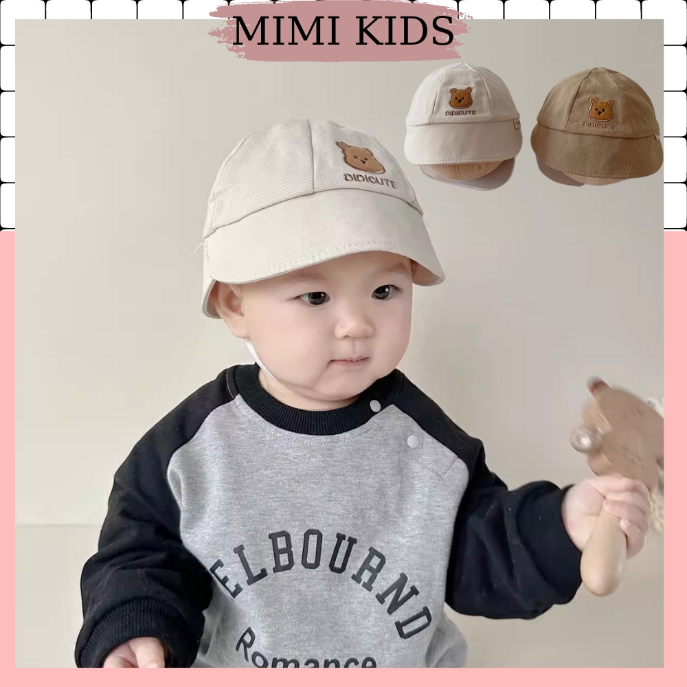 Mũ bucket thêu hình gấu style hàn quốc đáng yêu cho bé MH227 Mimikids