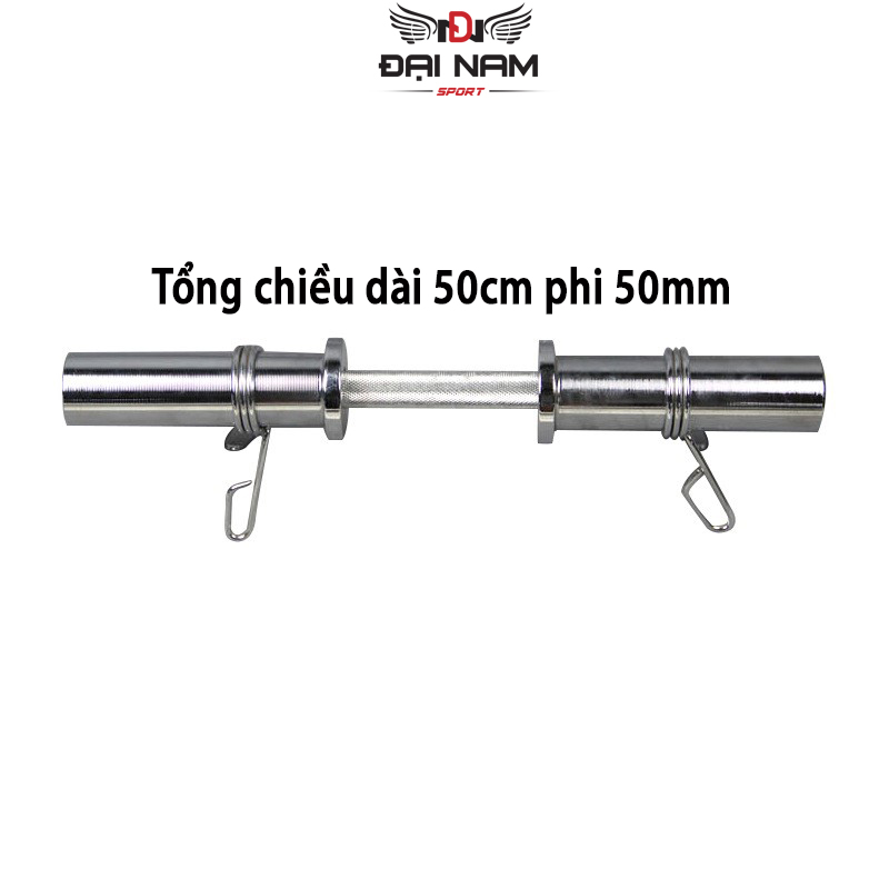 Đòn tạ tay 50cm chất liệu inox phi 50mm nặng 4kg chính hãng đại nam sport + tặng kèm khóa chốt