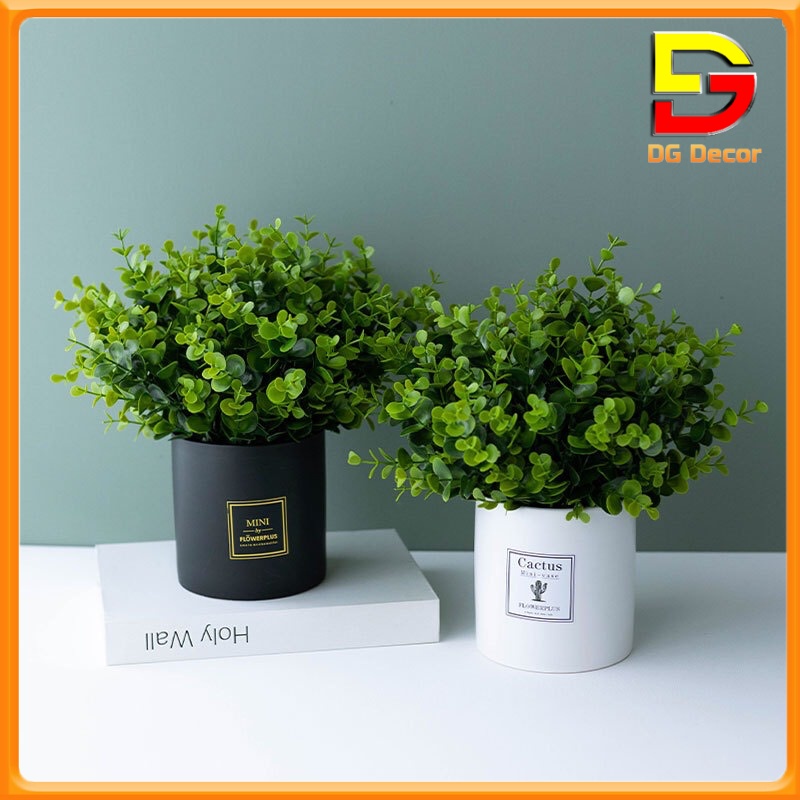 Chậu cây giả để bàn chậu cây trang trí decor nhà cửa, văn phòng quán cafe cao 25-45cm dc-20