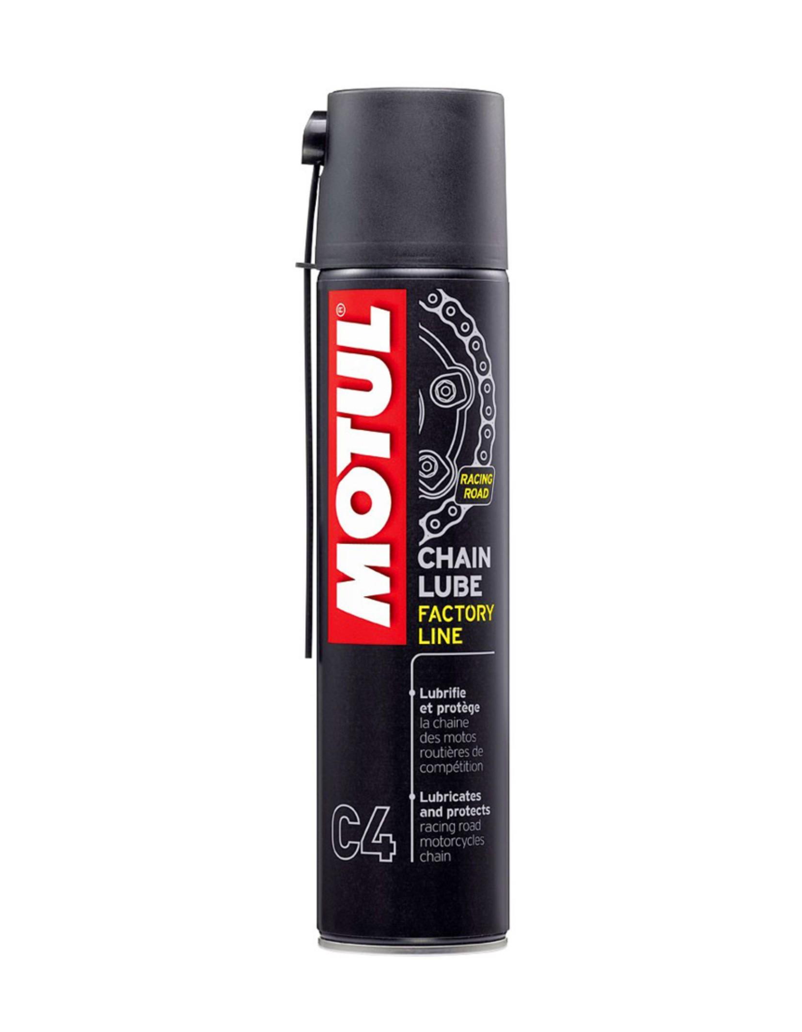 [HCM]Chai xịt bảo dưỡng sên Motul Chain Lube Factory Line Racing Road C4 400ml -dùng cho xe sên xích trần sên xích phốt cao su sên đĩa nhông sên vàng cam kết nhập chính hãng Motul