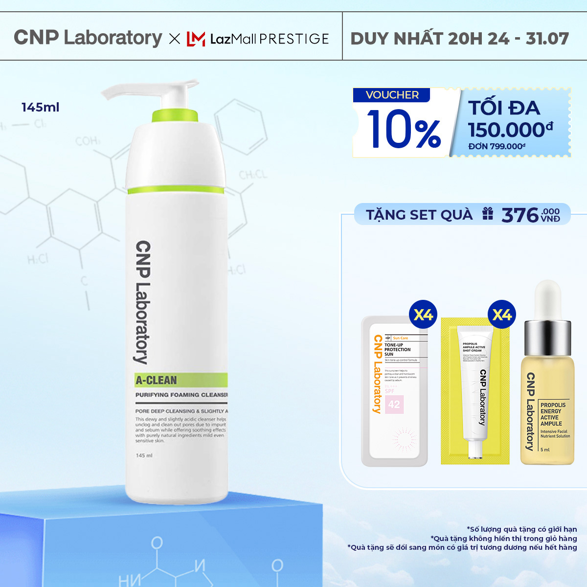 Sữa rửa mặt ngừa mụn CNP Laboratory A-Clean Purifying Foaming Cleanser 145ml