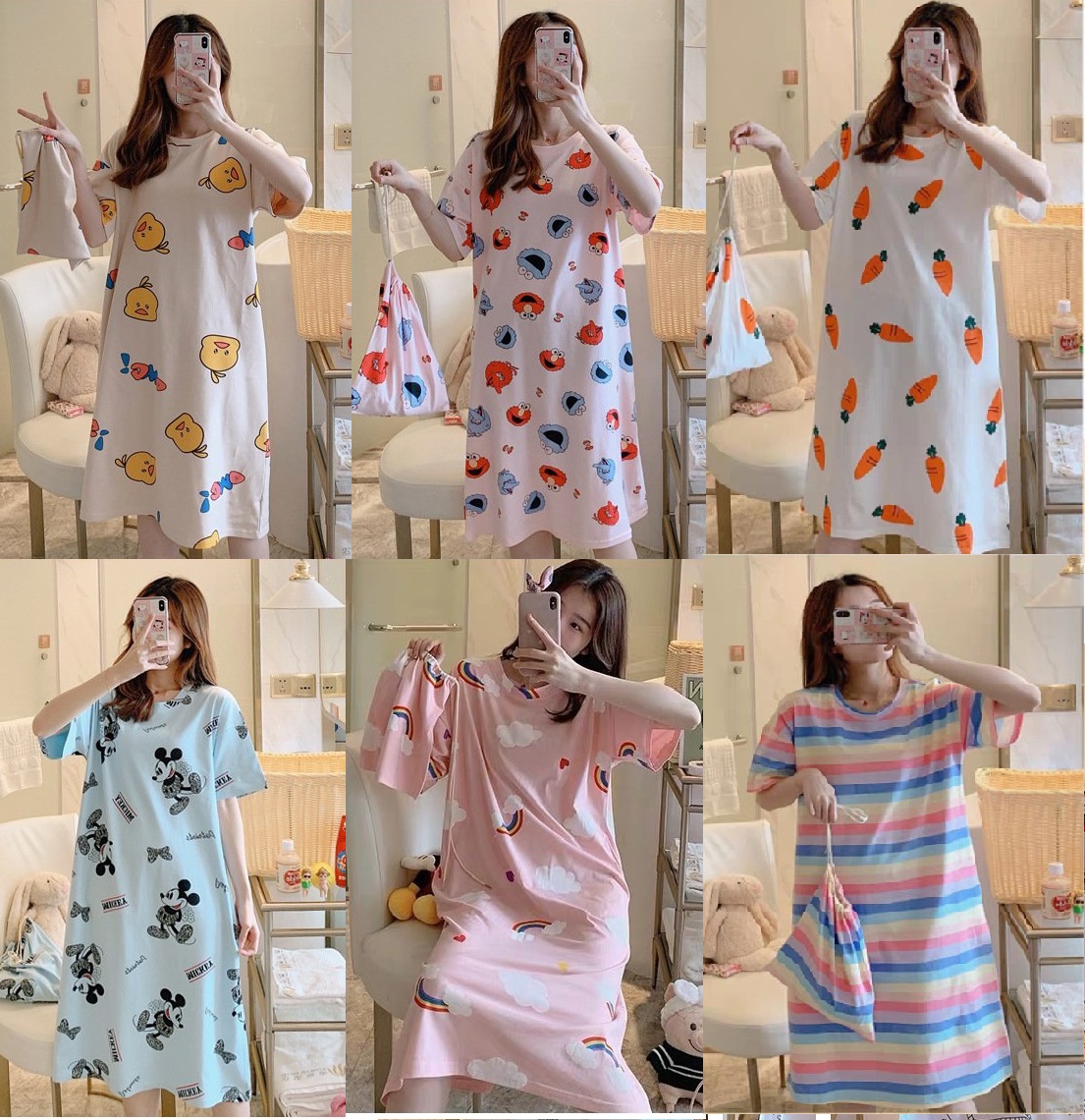 💖gía cực sốc💖 đầm/váy ngủ cotton cute họa tiết hoạt hình nhiều mẫu ht02 siêu yêu