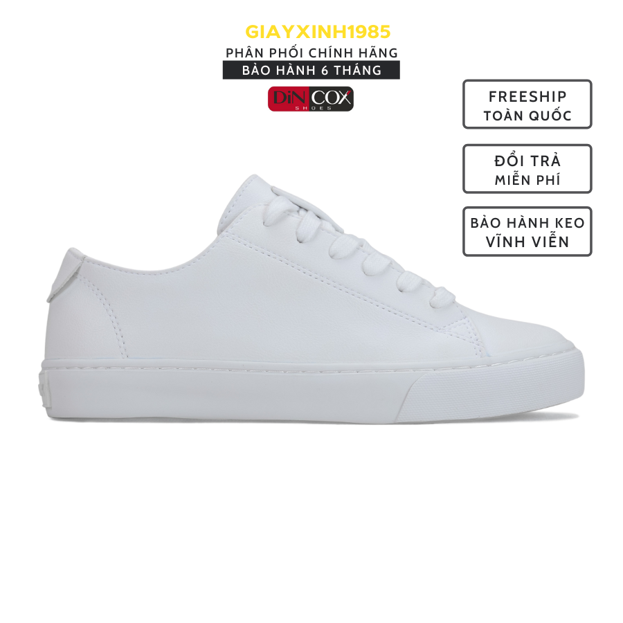Giày thể thao Nam Nữ chính hãng DINCOX Shoes - D34 White, Chất da PU nhập khẩu mềm êm, ôm chân, thoáng khí, lớp lót cotton, đế cao su lưu hóa mềm, mẫu hottrend 2021, phù hợp đi làm, đi chơi du lịch đều được - giayxinh1985