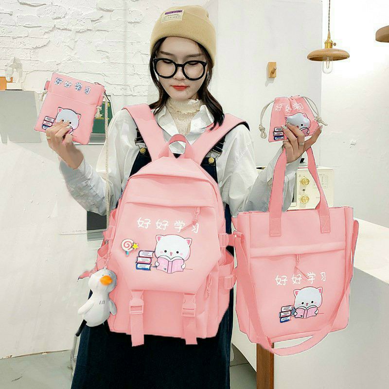 Set balo 4 món dễ thương, balo học sinh đi học, cặp đi học cho nữ, cặp đi học cấp 1,2,3.