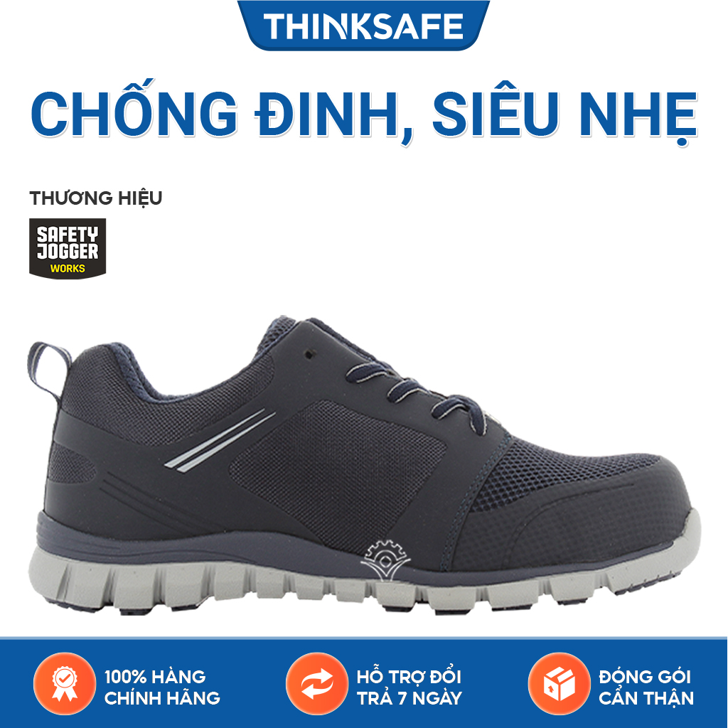 Giày bảo hộ lao động nam Safety Jogger Ligero siêu nhẹ, thoáng khí, chống đinh, chống giập ngón, chống trượt- Giày công trình Thinksafe