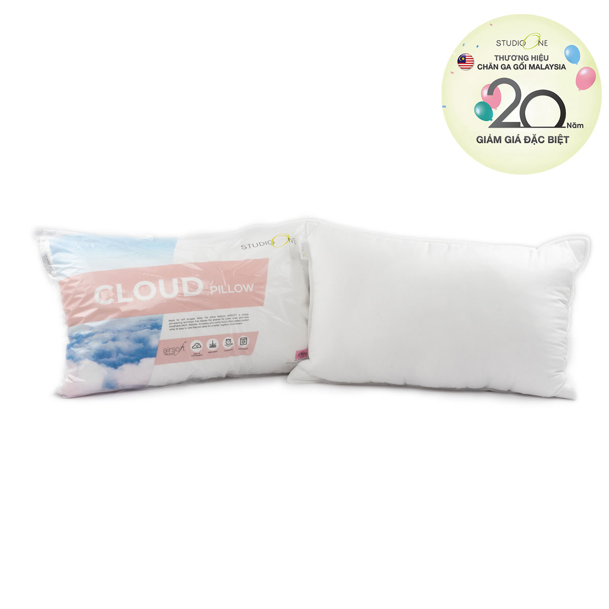 Ruột gối studio one cloud pillow 48x74cm, 1 cái