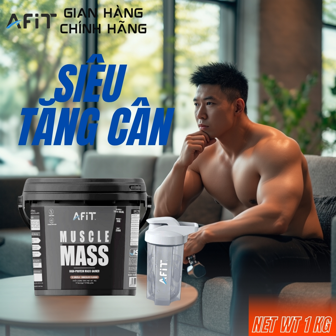 Sữa Tăng Cơ Tăng Cân MUSCLE MASS AFIT Cho Gymer - Hàng chính hãng
