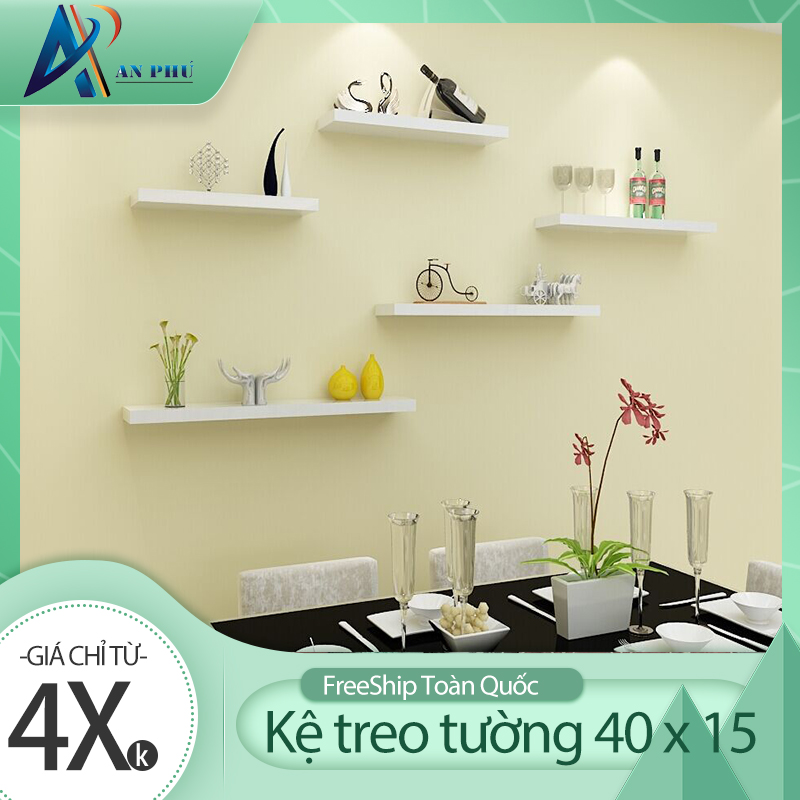 Kệ Trang Trí 1 Thanh Ngang Trắng Gỗ MDF Dài 40cm x Sâu 15cm Bền - Đẹp
