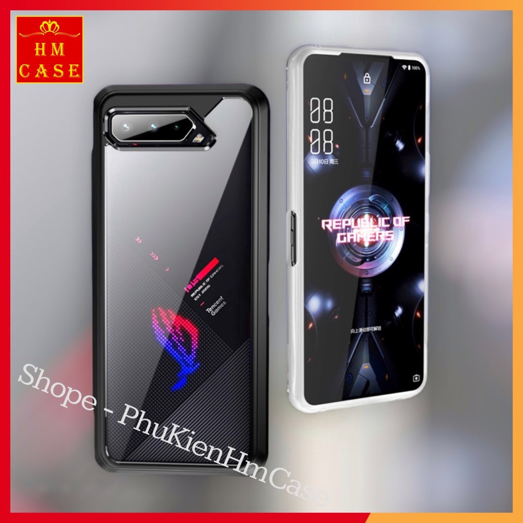 Ốp lưng chống sốc asus rog phone 5 / rog phone 5s, mặt lưng nhựa pc trong suốt, viền tpu