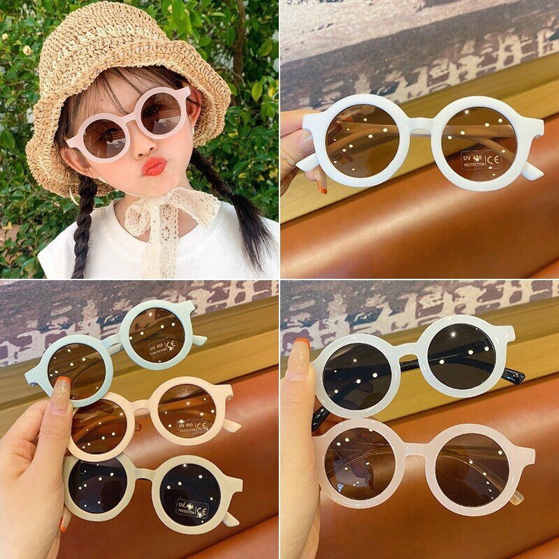 Kính Mắt Gọng Tròn Chống Tia Uv Phong Cách Vintage Thời Trang Cho Bé kính râm cho bé