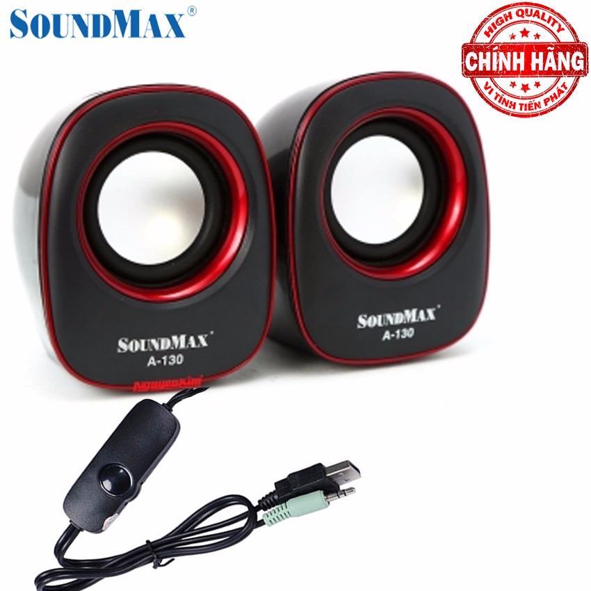 Loa máy vi tính Soundmax A-130 chuẩn 2.0 nguồn vào USB DC 5V (đen viền đỏ).