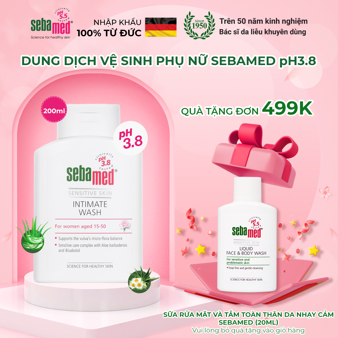 Dung dịch vệ sinh phụ nữ chuẩn cân bằng pH vùng kín Sebamed pH3.8