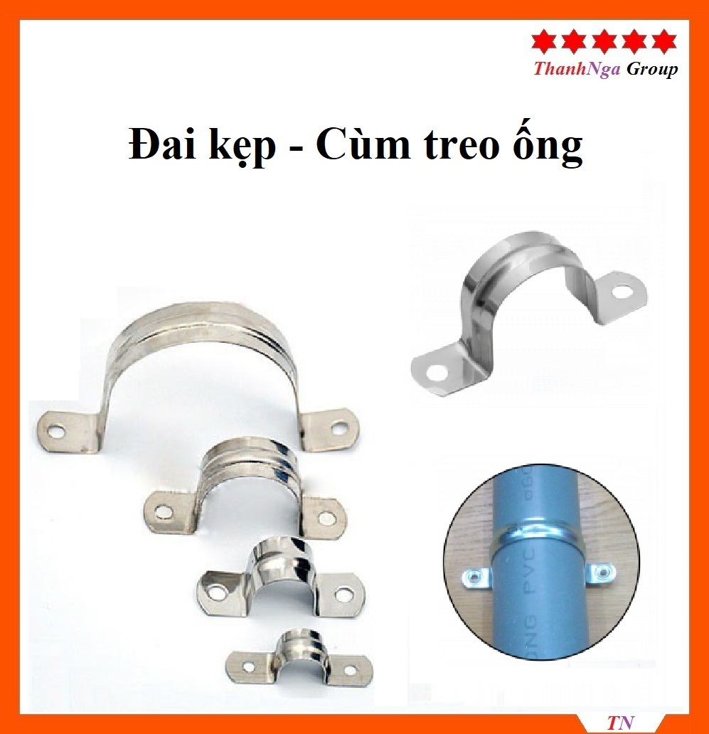 10 chiếc Đai kẹp - Cùm omega treo ống cố định trên tường, trần nhà, ống nước các cỡ ống phi 21, 27, ......
