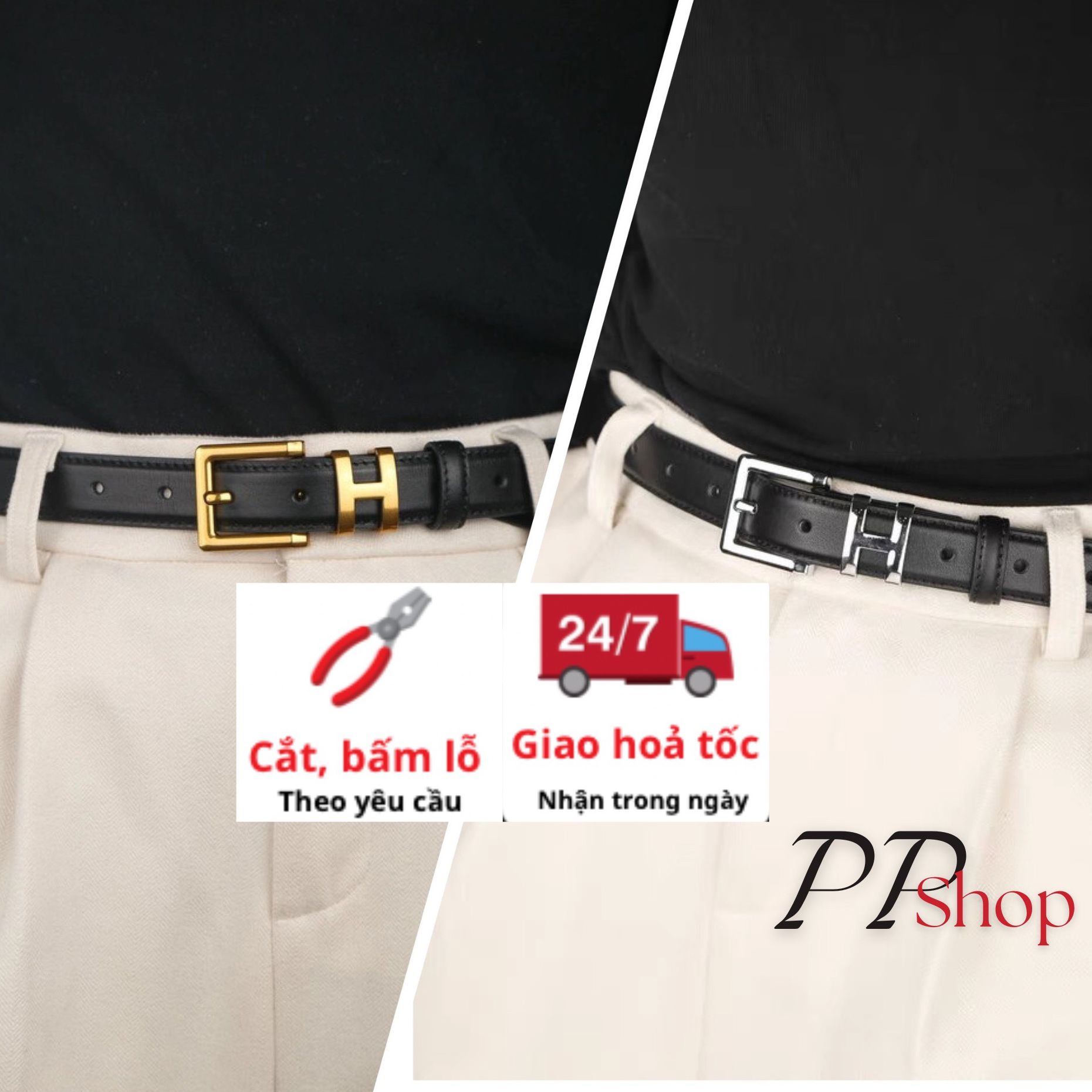 Thắt Lưng Nữ Chữ H Bản Nhỏ 2,5CM Chất Liệu Da May Viền Dày Dặn Dễ Mix Style Hàn Quốc Thanh Lịch T4